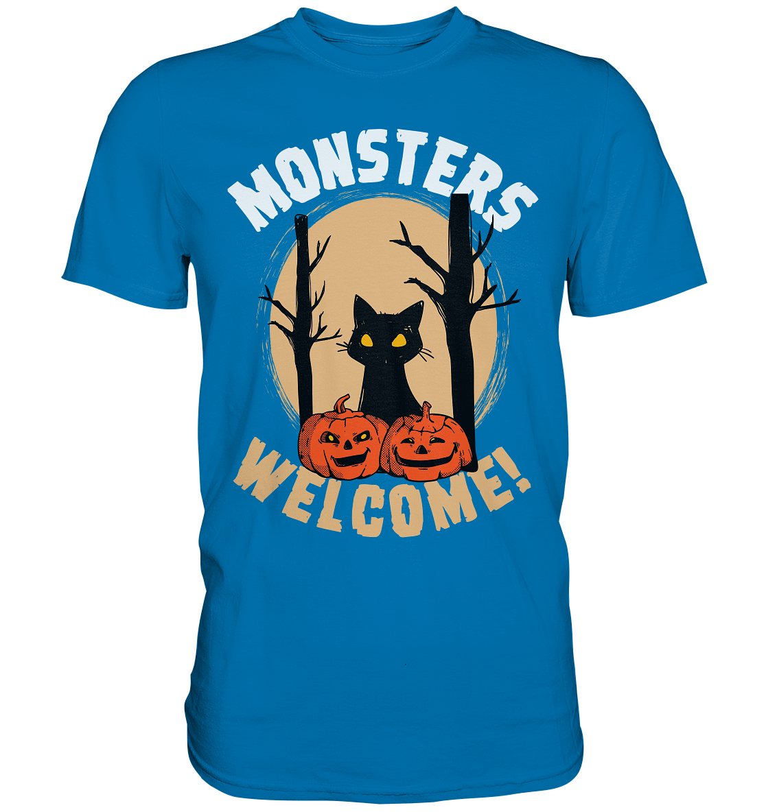 Katze und Kürbis | Halloween - Premium Shirt