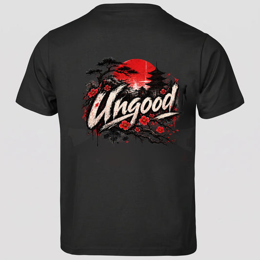 Ungood Sakura Tee – Rückenprint auf schwarzem Shirt