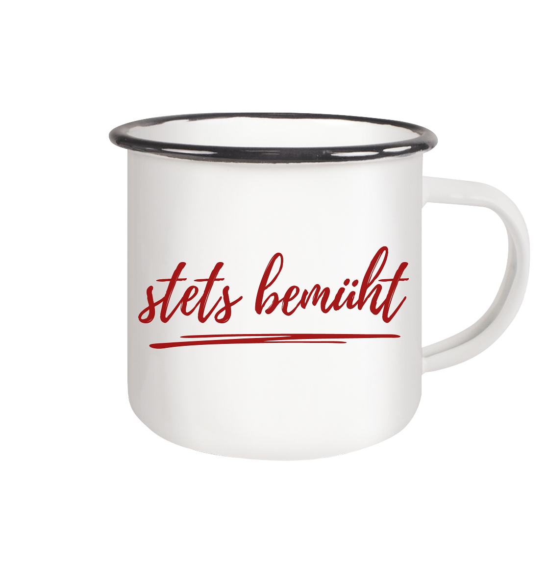 Stets bemüht - Emaille Tasse (Black)