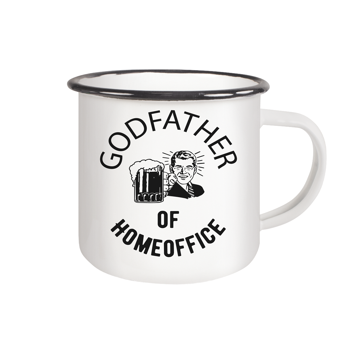 Godfather of Homeoffice - Emaille Tasse (Black)