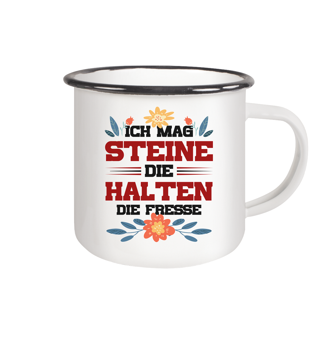 Ich mag Steine - Emaille Tasse (Black)