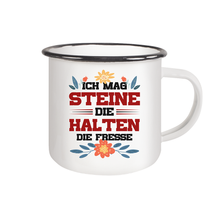 Ich mag Steine - Emaille Tasse (Black)