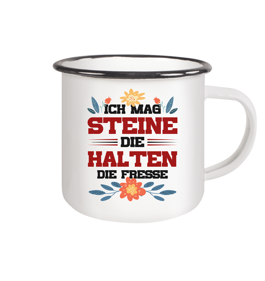 Ich mag Steine - Emaille Tasse (Black)